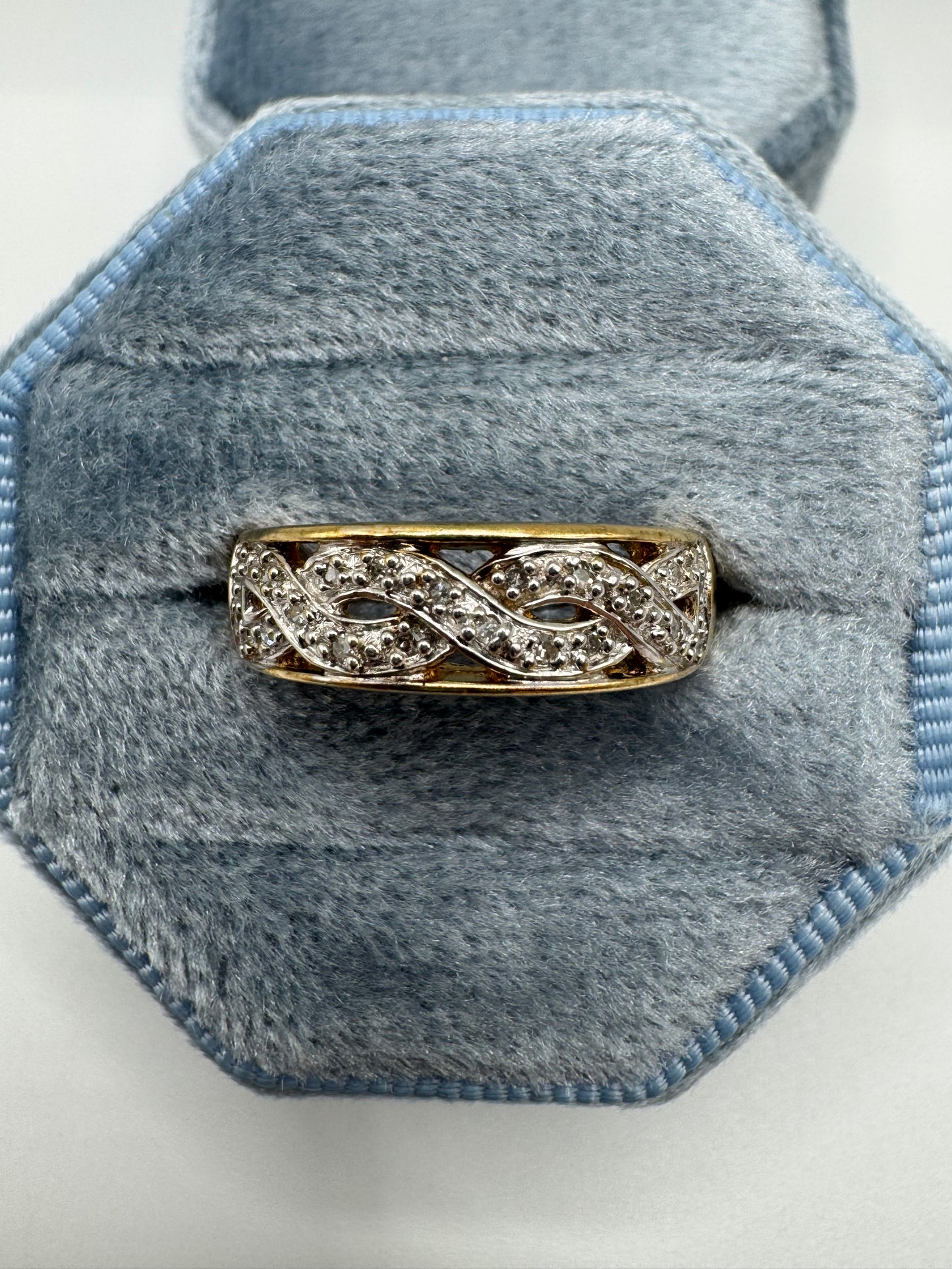 9ct gold diamond knot ring