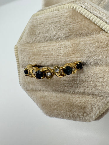 9ct gold sapphire and diamond half eternity ring