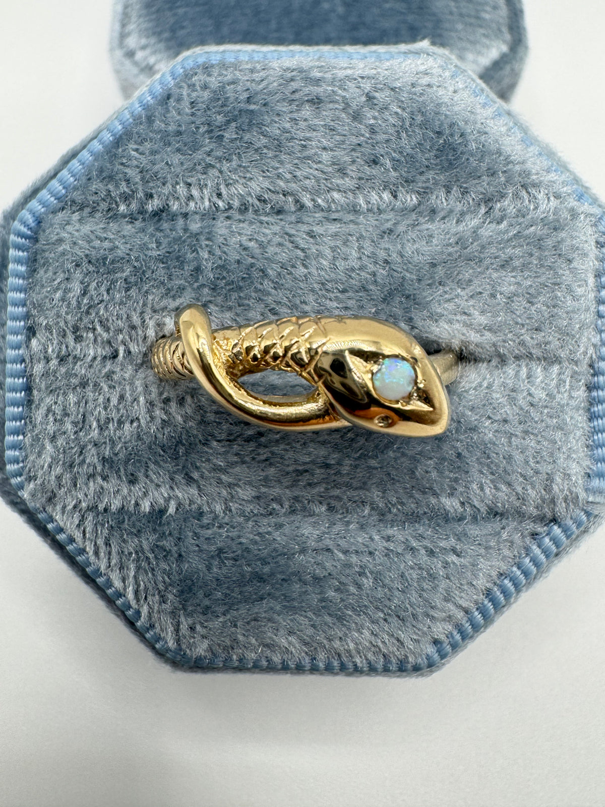 9ct gold opal snake ring