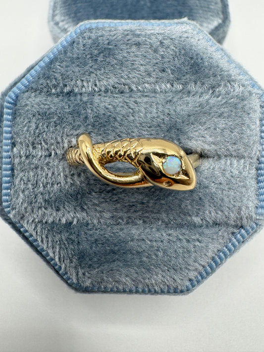 9ct gold opal snake ring