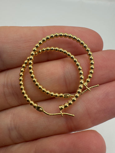 9ct gold 20mm beaded creole earrings