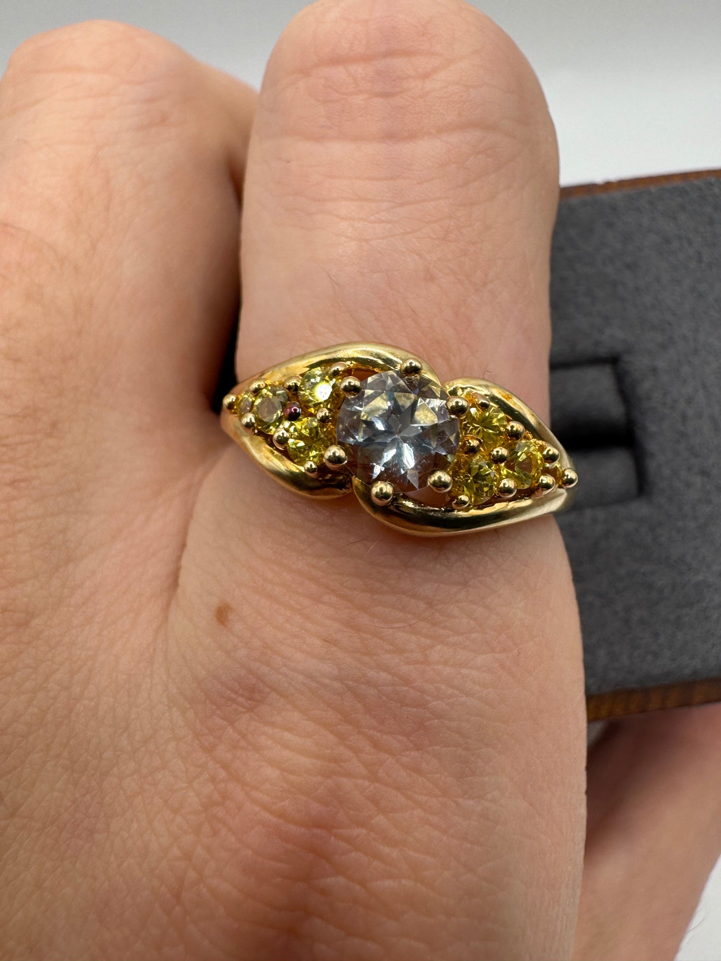 9ct gold topaz and yellow sapphire cluster ring