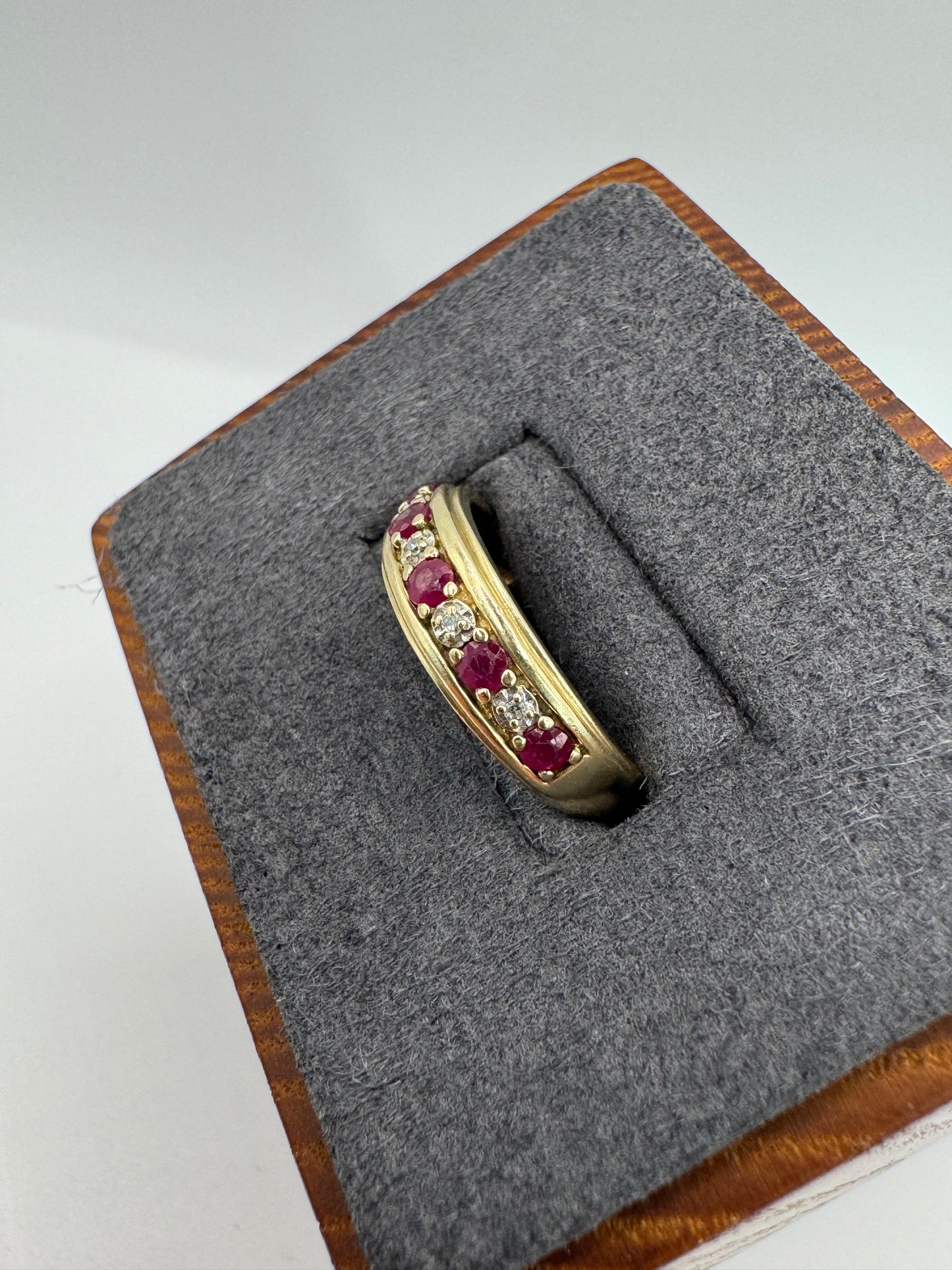 9ct gold ruby and diamond ring