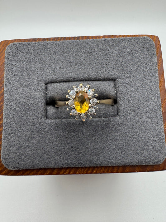 9ct gold citrine and cz ring