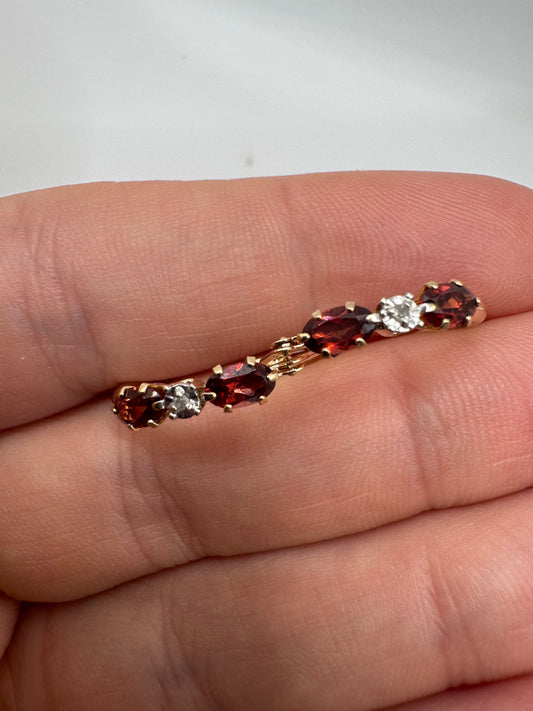 9ct gold garnet and diamond hoop earrings