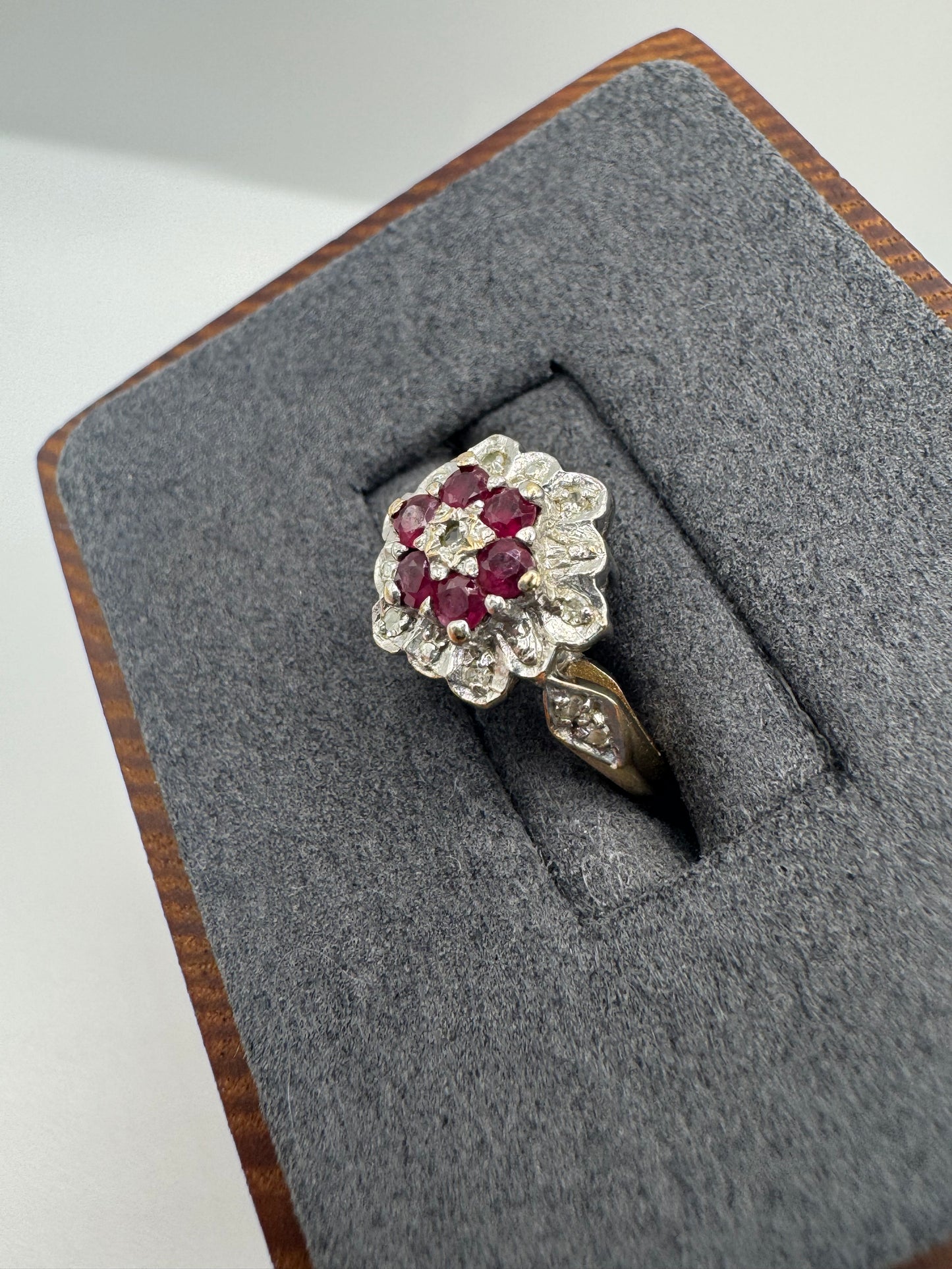 9ct gold ruby and diamond ring