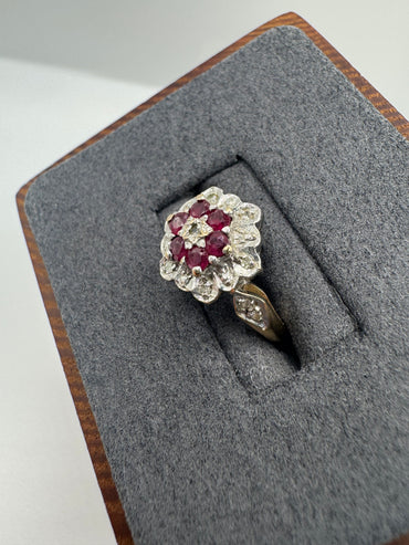 9ct gold ruby and diamond ring