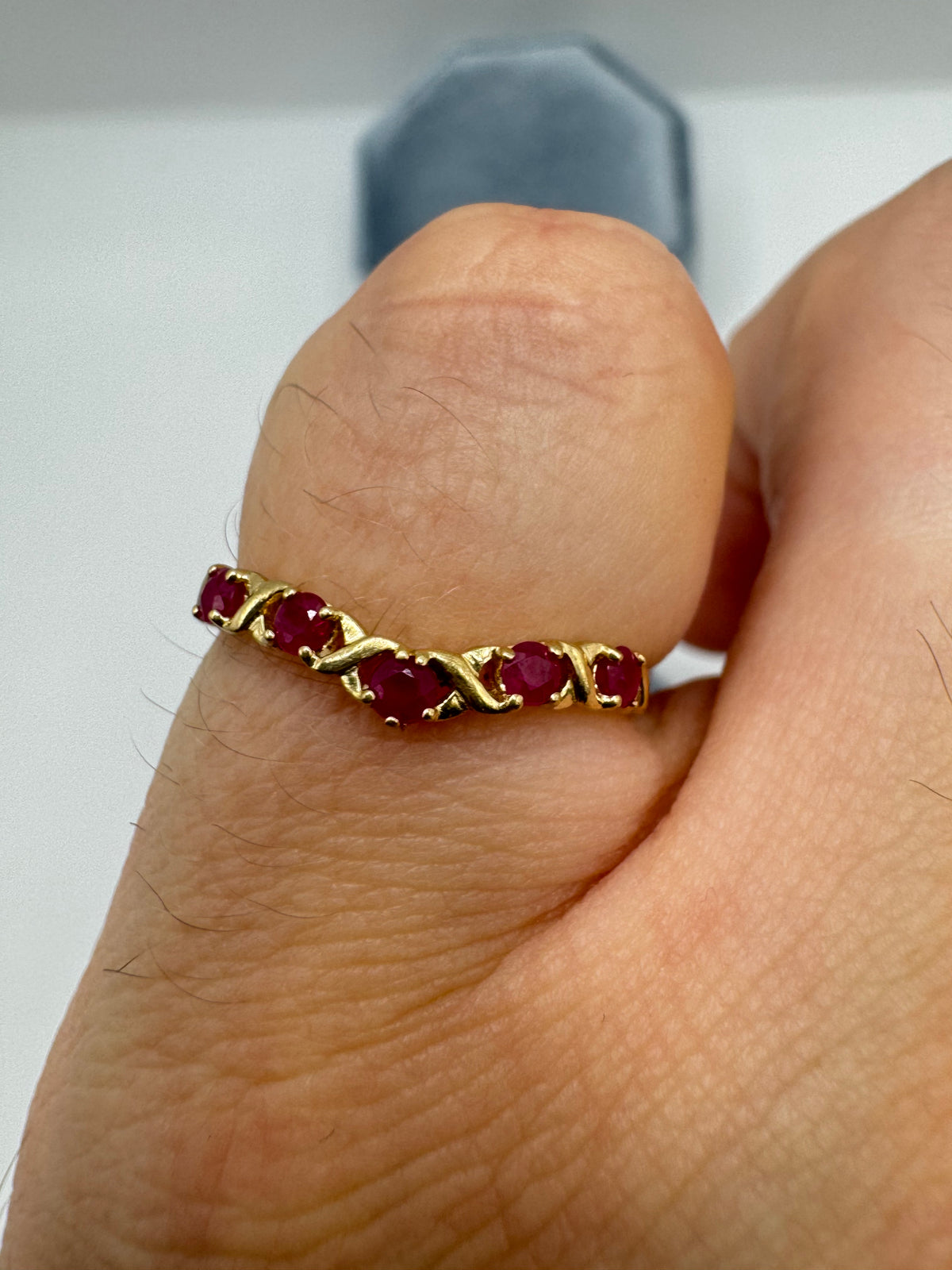 9ct gold ruby wishbone ring