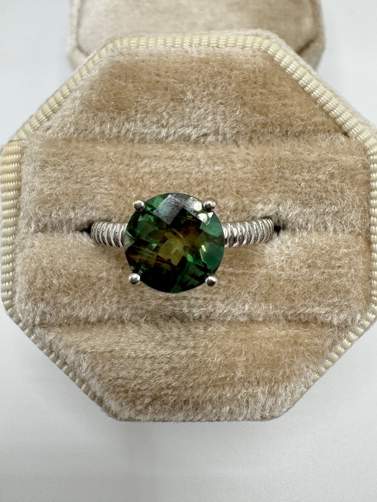 9ct white gold andesine ring