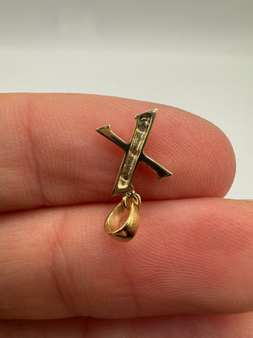 9ct gold diamond initial X pendant