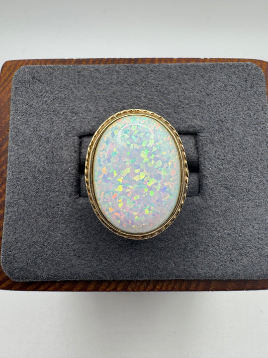 9ct gold simulated opal ring