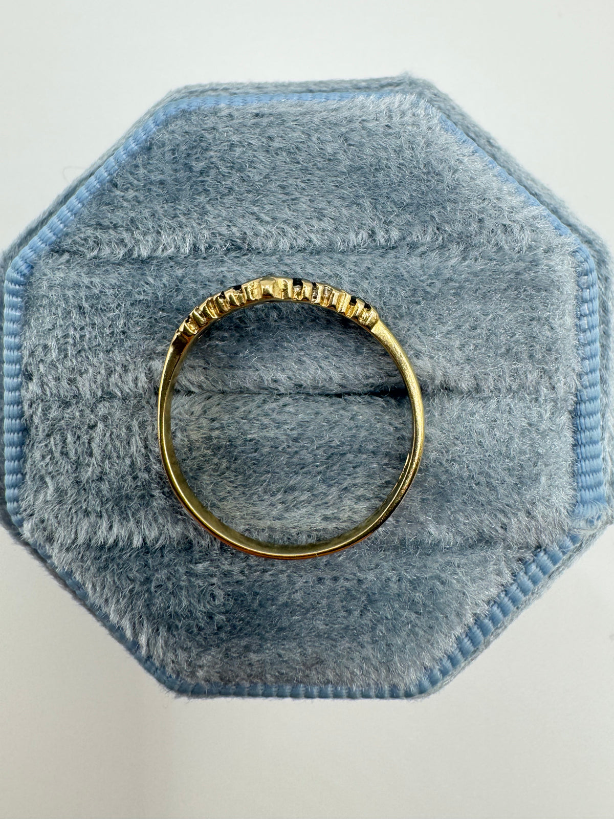 9ct gold sapphire and diamond wishbone ring