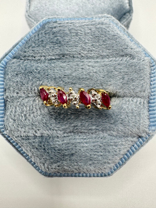 9ct gold ruby and diamond ring