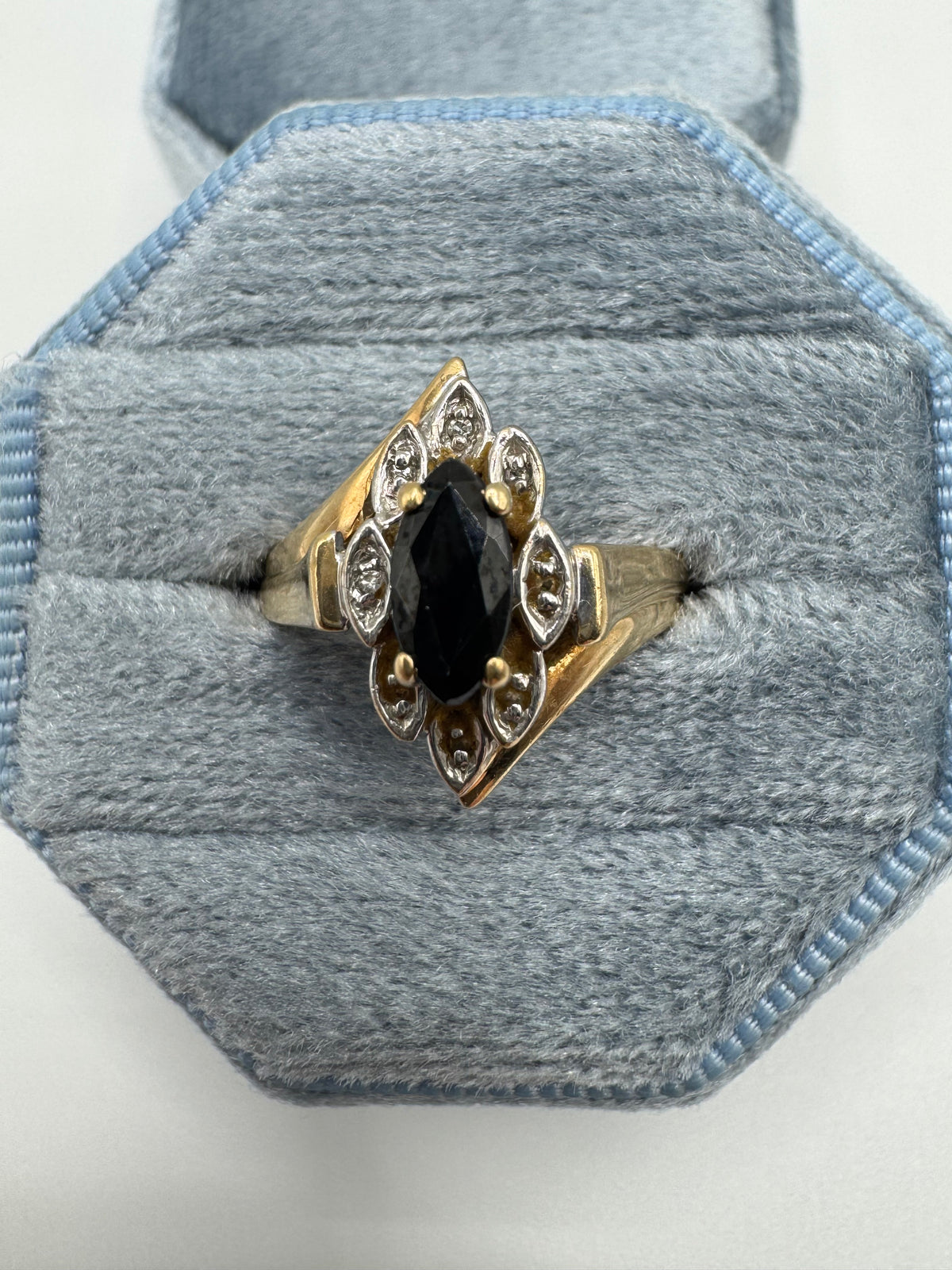 9ct gold sapphire and diamond ring