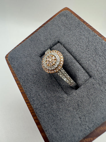 9ct two-tone gold diamond cluster ring