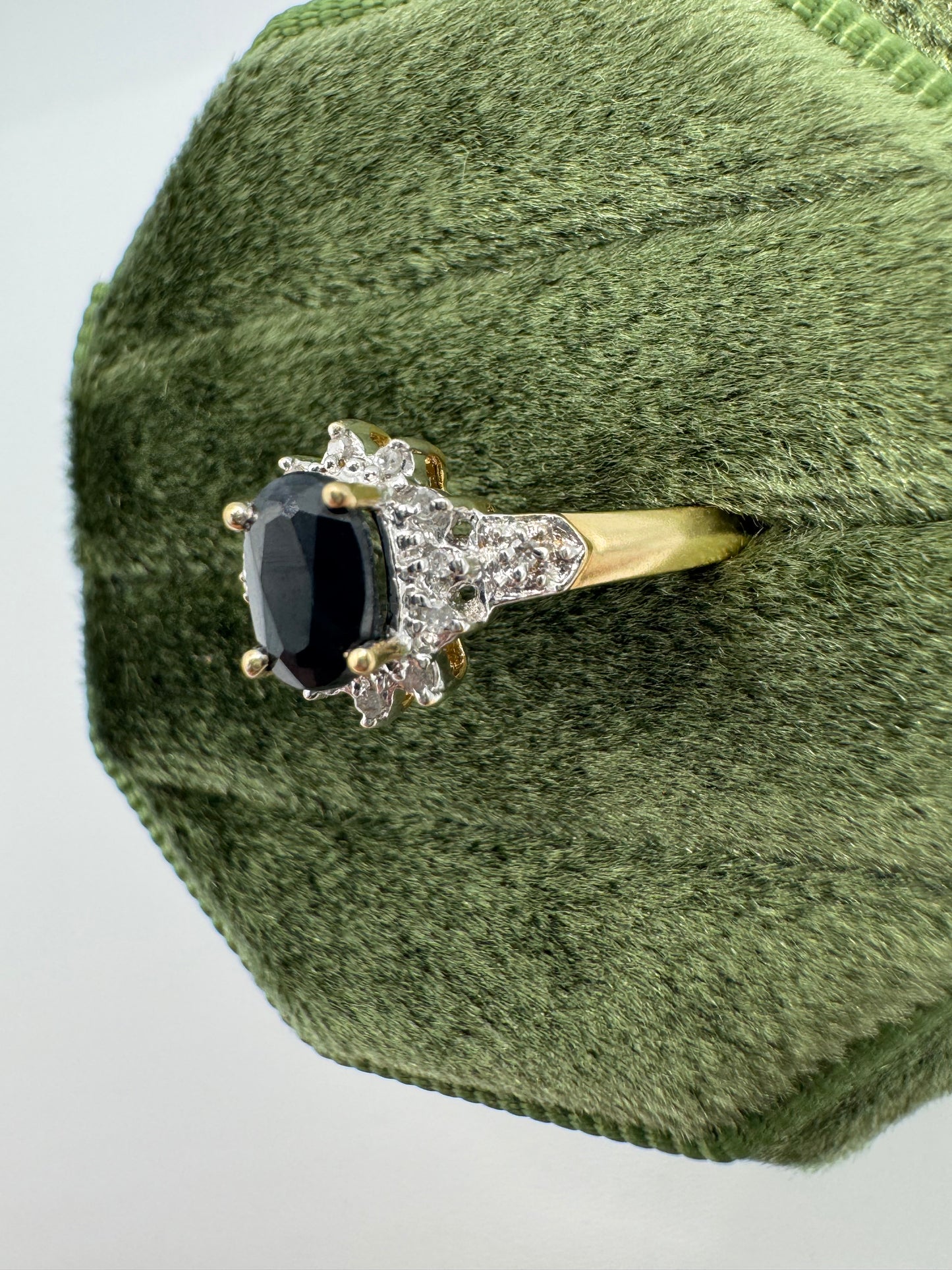 9ct gold sapphire and diamond cluster ring