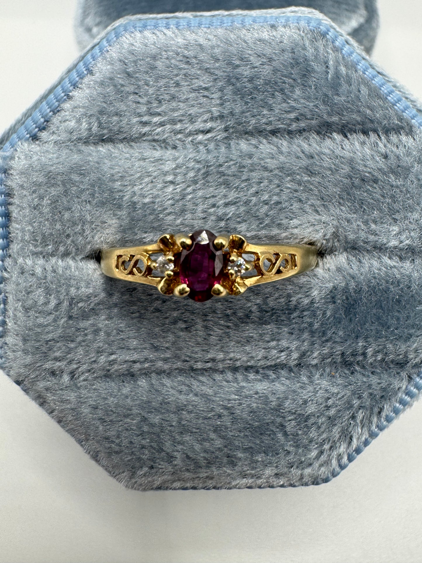 9ct gold ruby and diamond ring