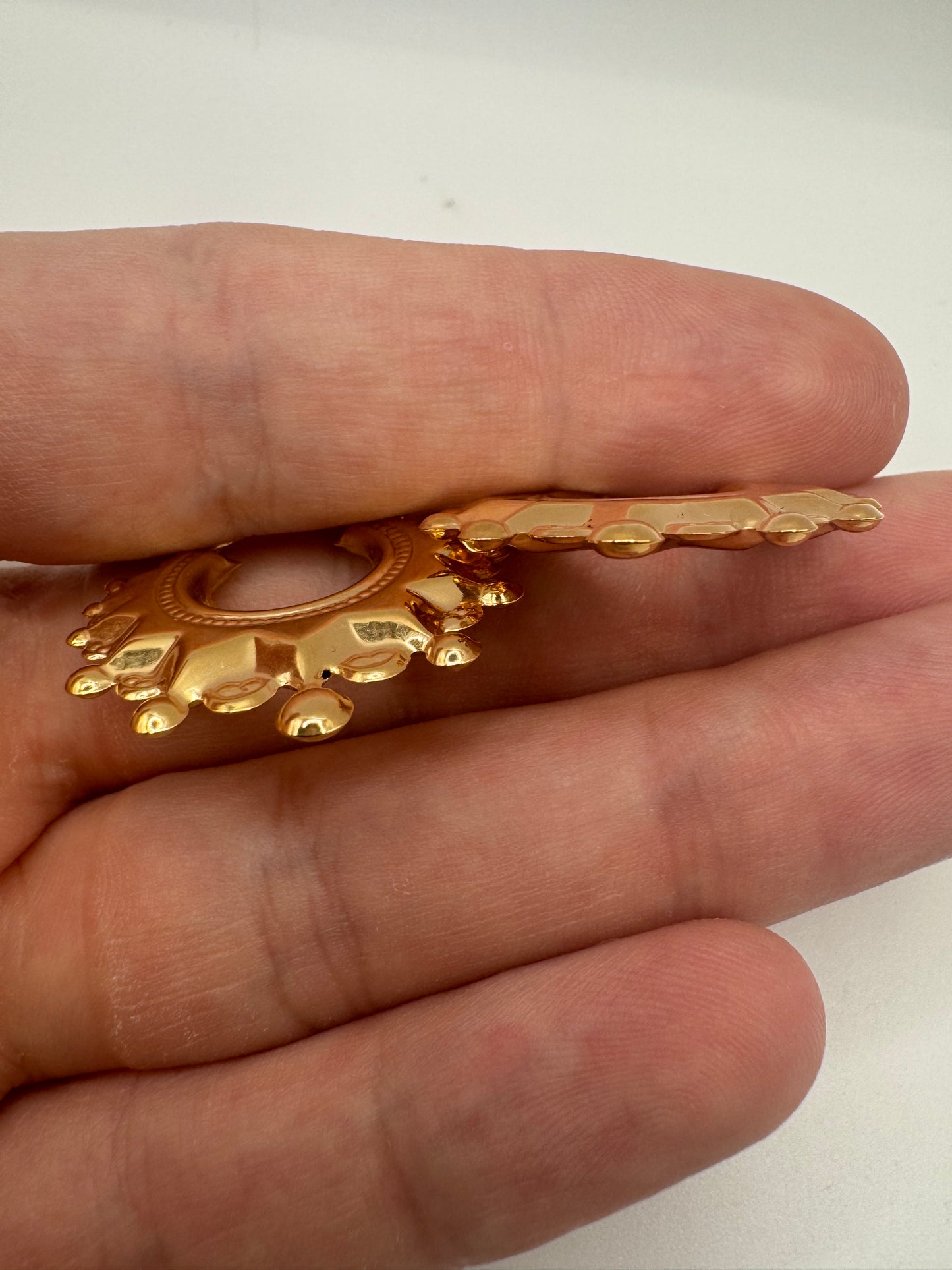 9ct gold spike creole earrings