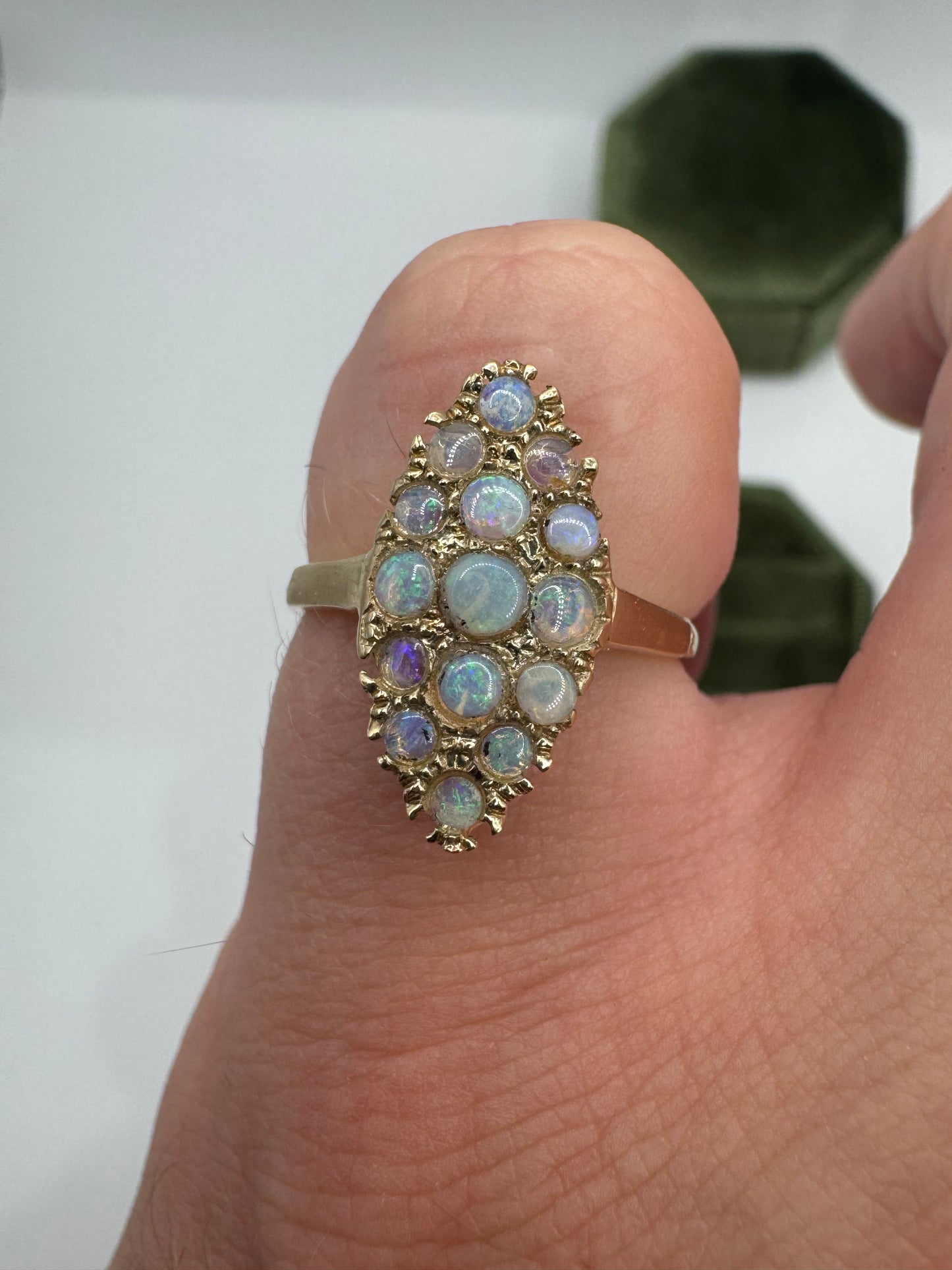 9ct gold opal navette ring