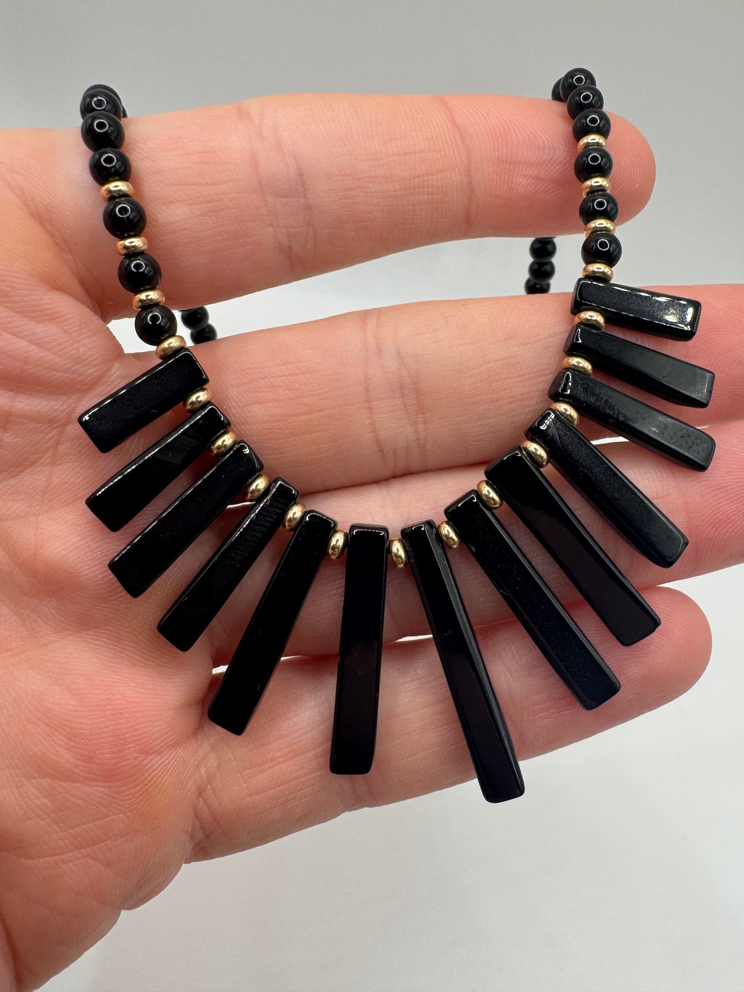 9ct gold onyx necklace