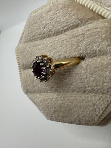 9ct gold amethyst and diamond ring