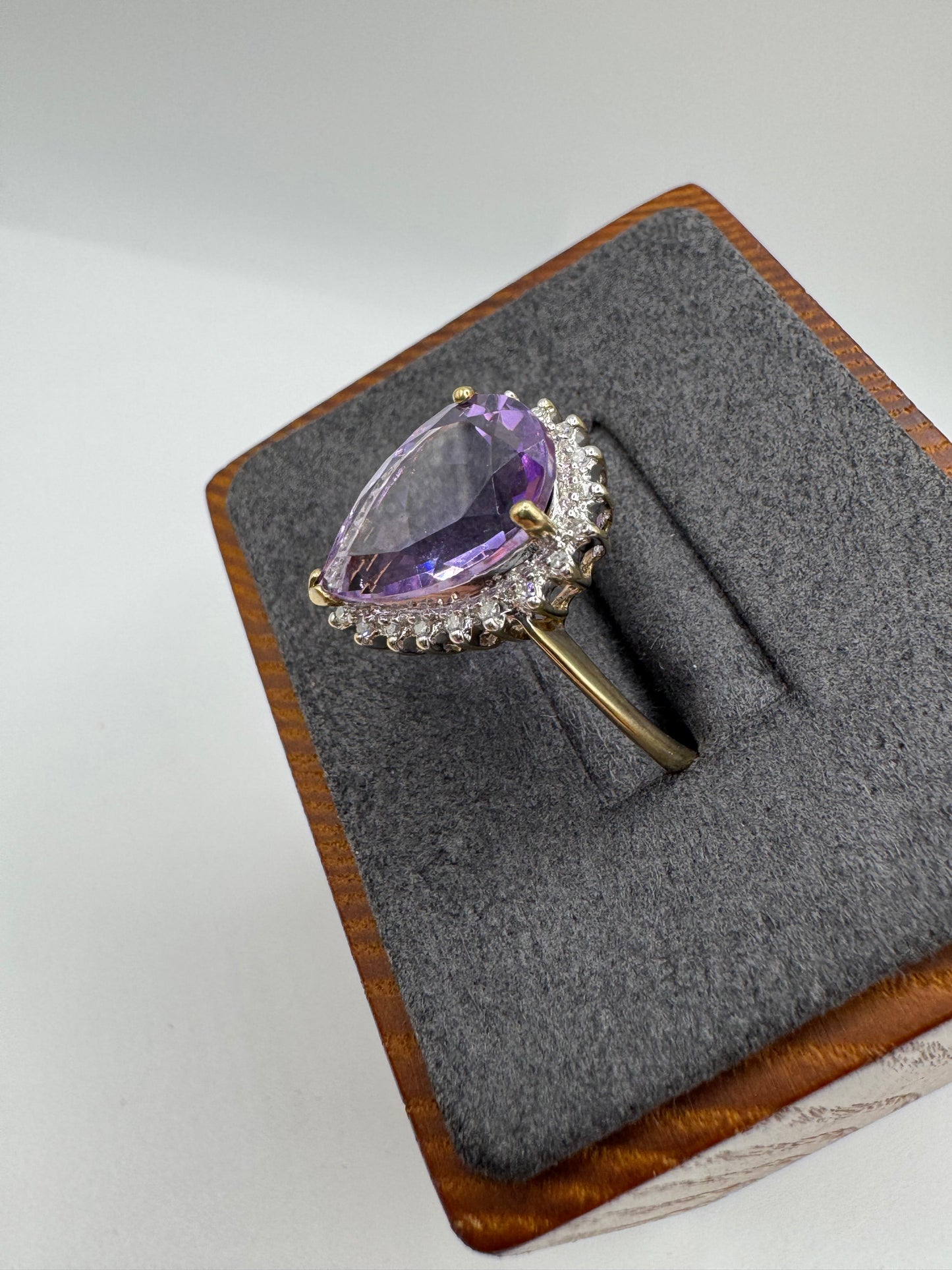 9ct gold amethyst and diamond cocktail ring