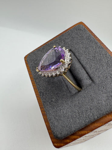 9ct gold amethyst and diamond cocktail ring