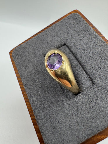 9ct gold amethyst gypsy ring