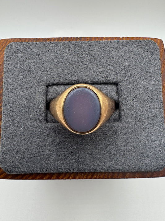 Heavy Antique 9ct gold sardonyx signet ring