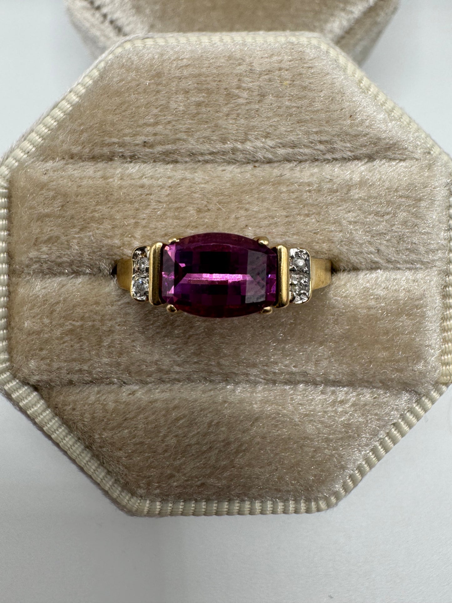 9ct gold tourmaline and diamond ring