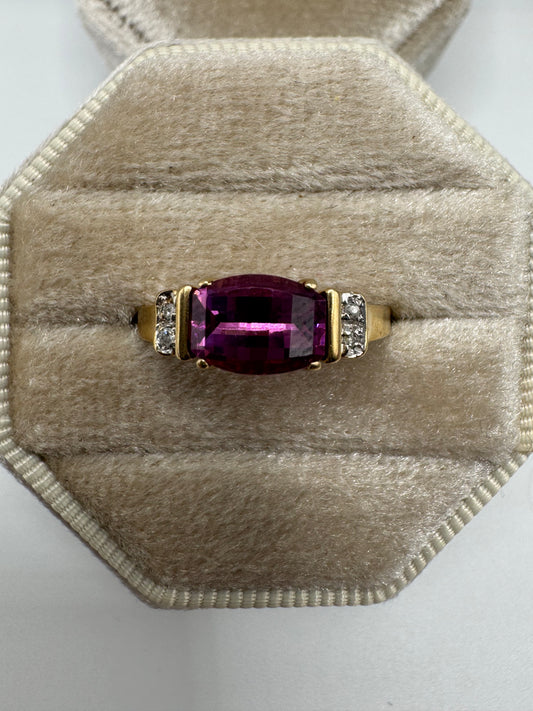 9ct gold tourmaline and diamond ring