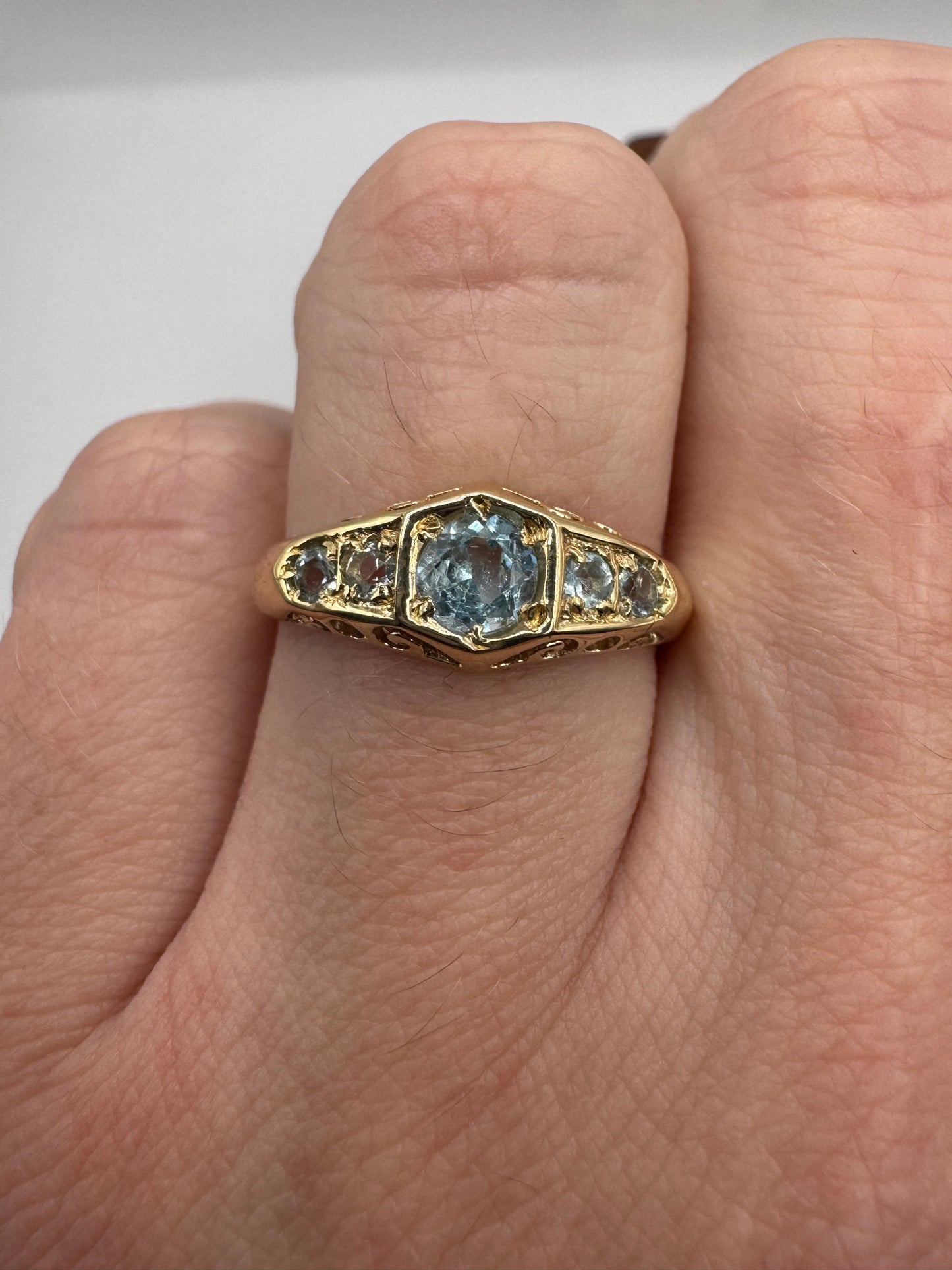 9ct gold blue topaz gypsy ring