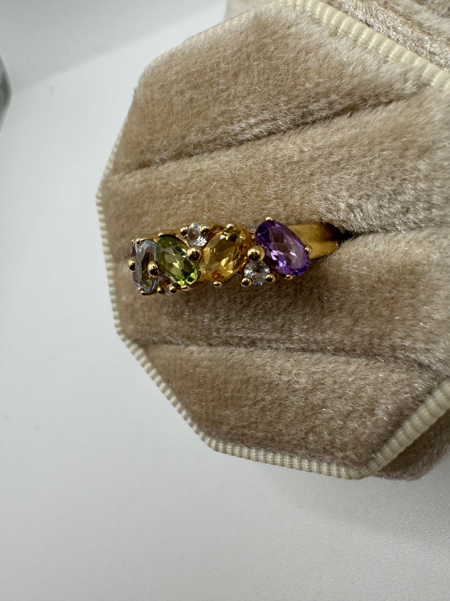 9ct gold multi-gem cluster ring