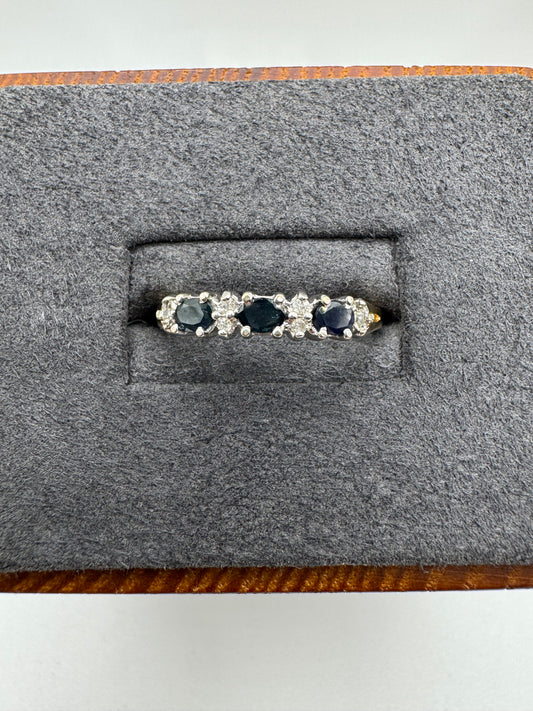 9ct gold sapphire and diamond ring