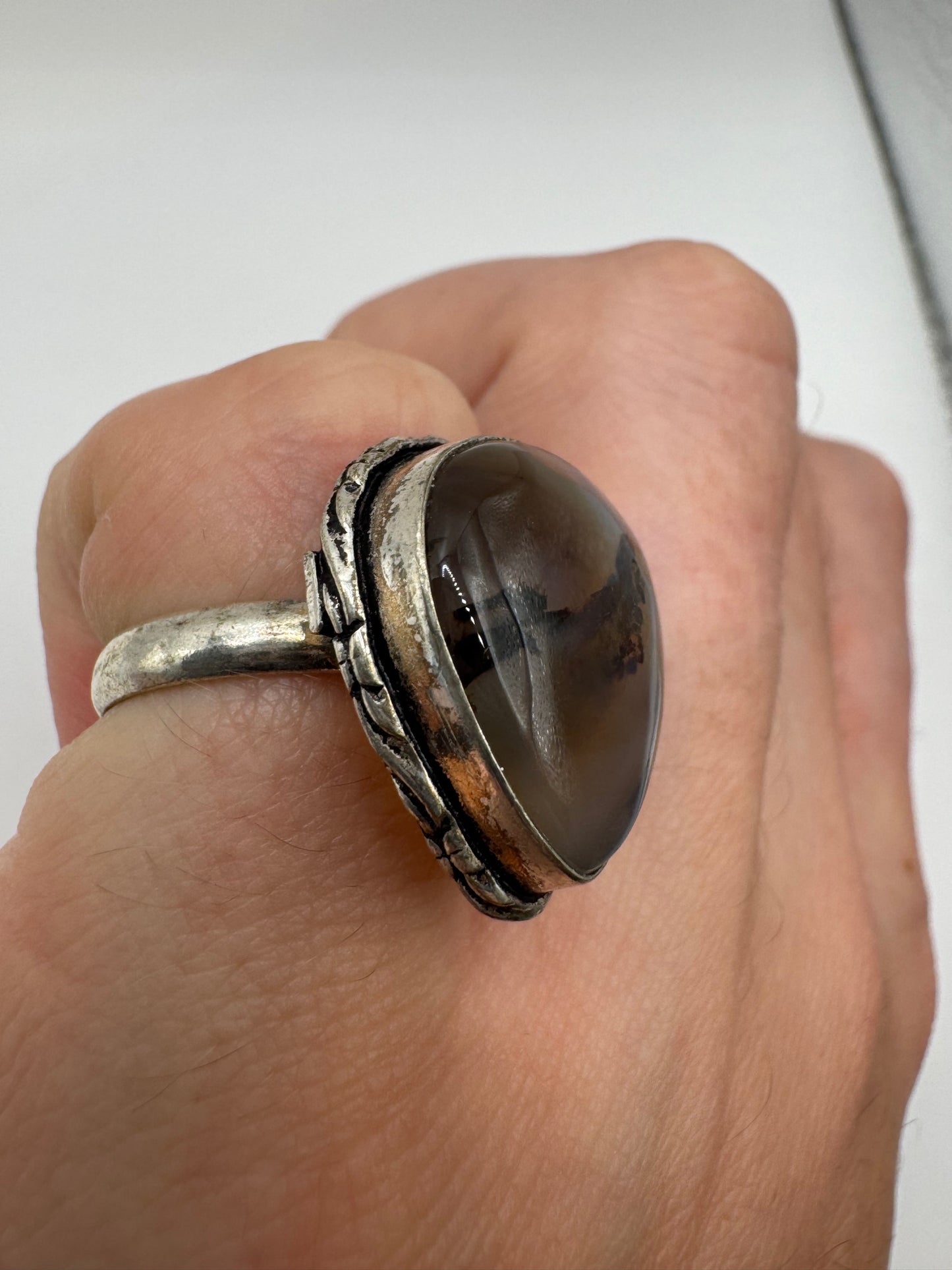 Silver agate ring (5.75-L)