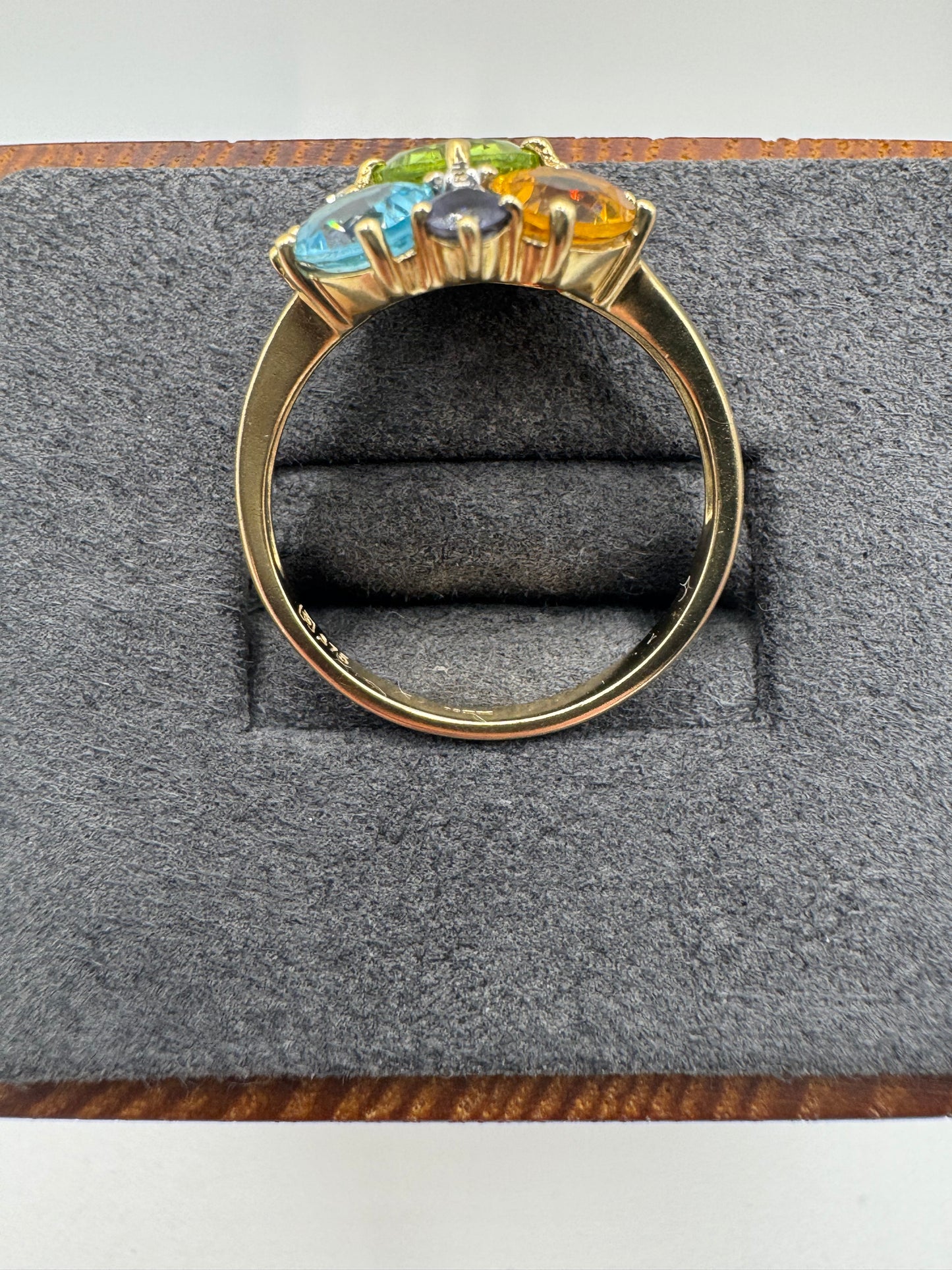 9ct gold multi-gem and diamond ring