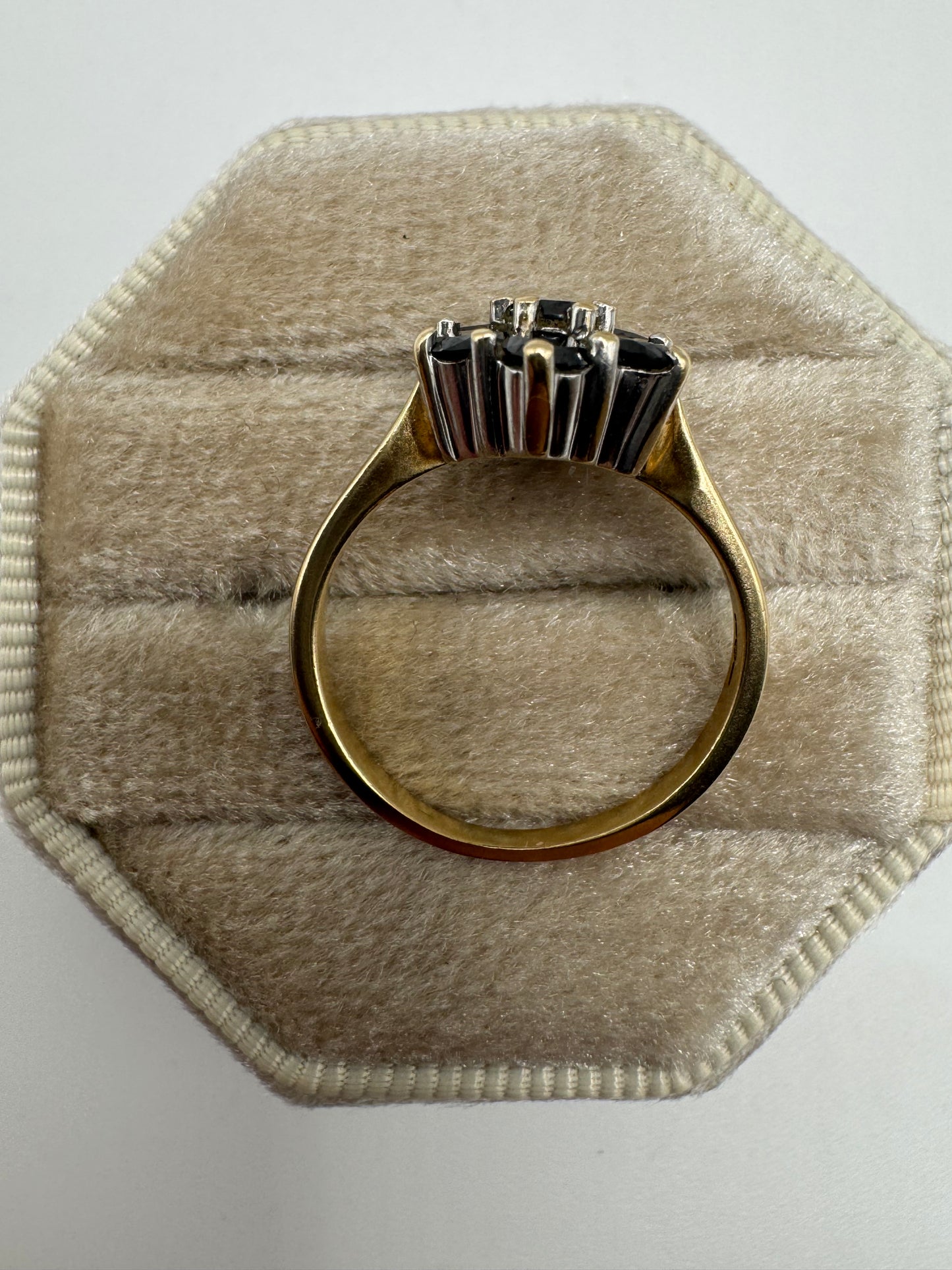 9ct gold black diamond cluster ring