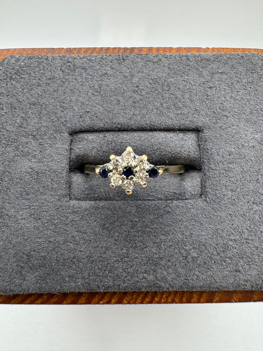 9ct gold sapphire and diamond ring