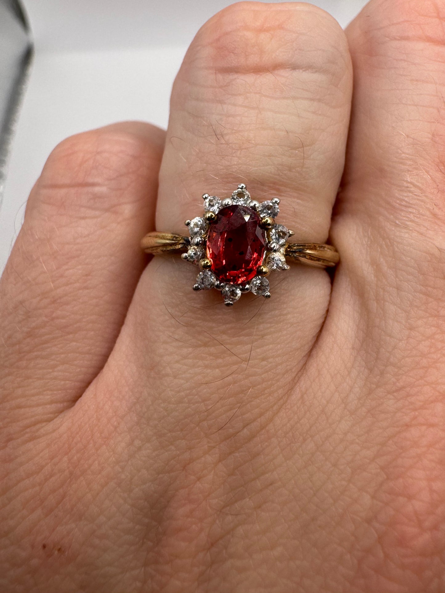 9ct gold fancy sapphire and zircon cluster ring