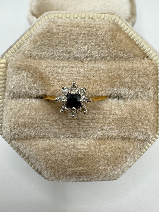 9ct gold sapphire and diamond ring