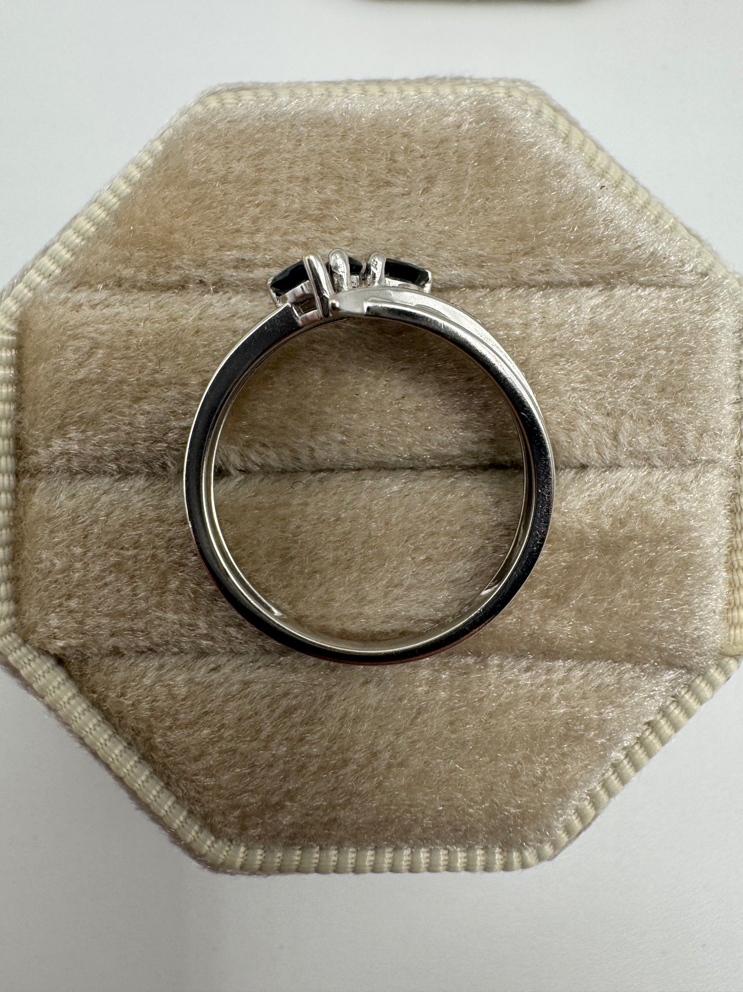 9ct gold sapphire and diamond wishbone ring