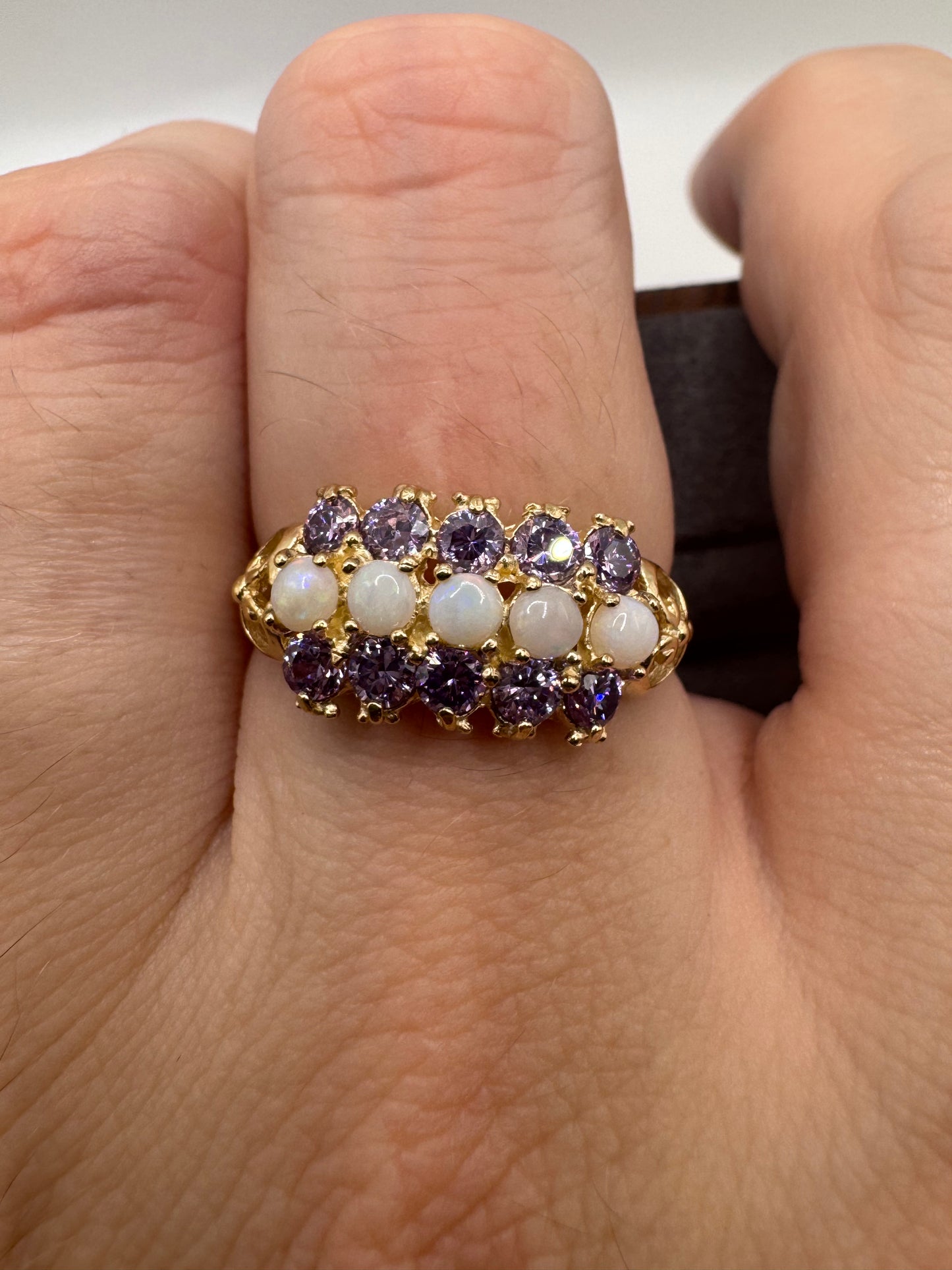 9ct gold opal and tanzanite ring