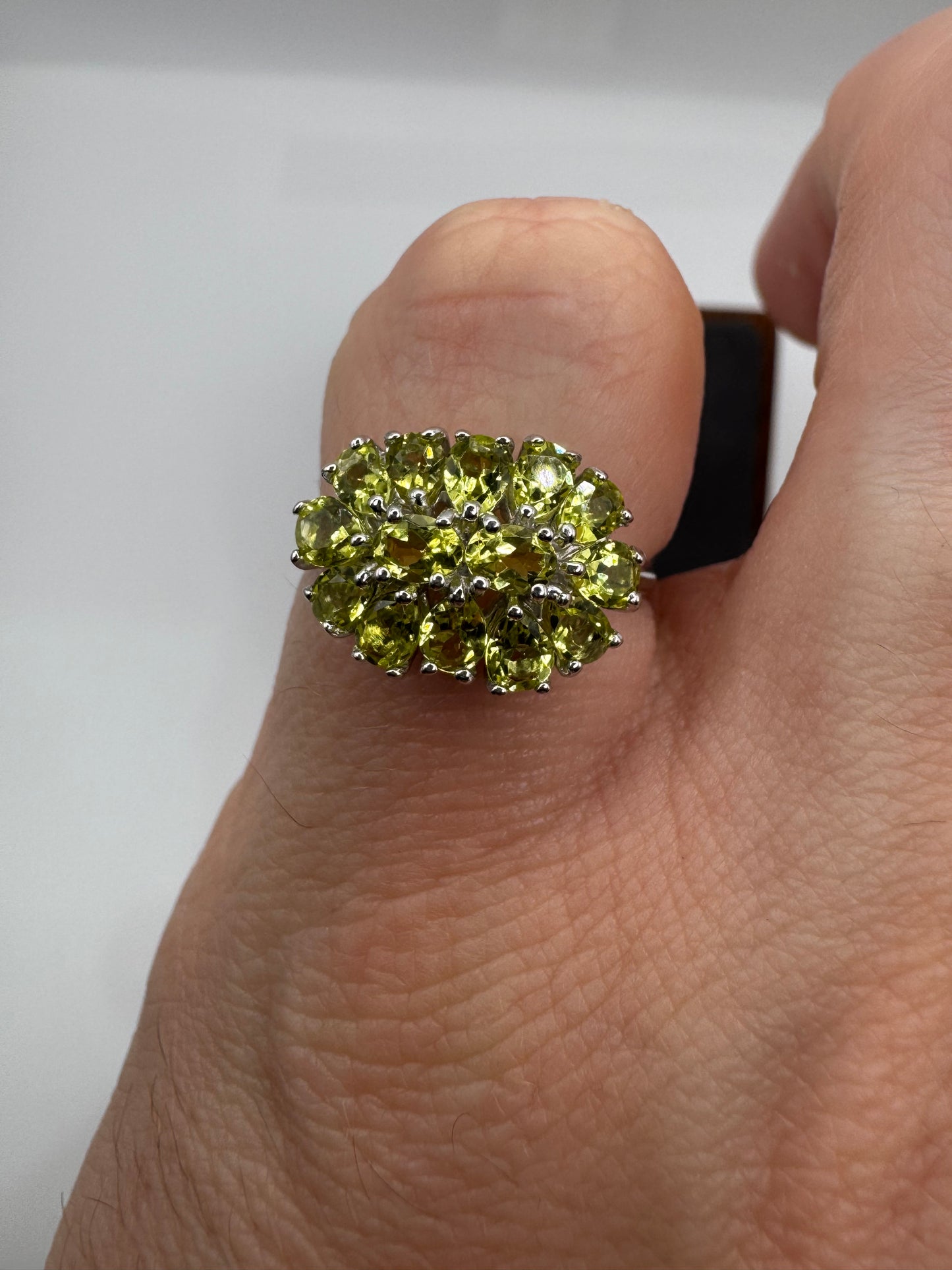 9ct white gold lemon quartz cluster ring