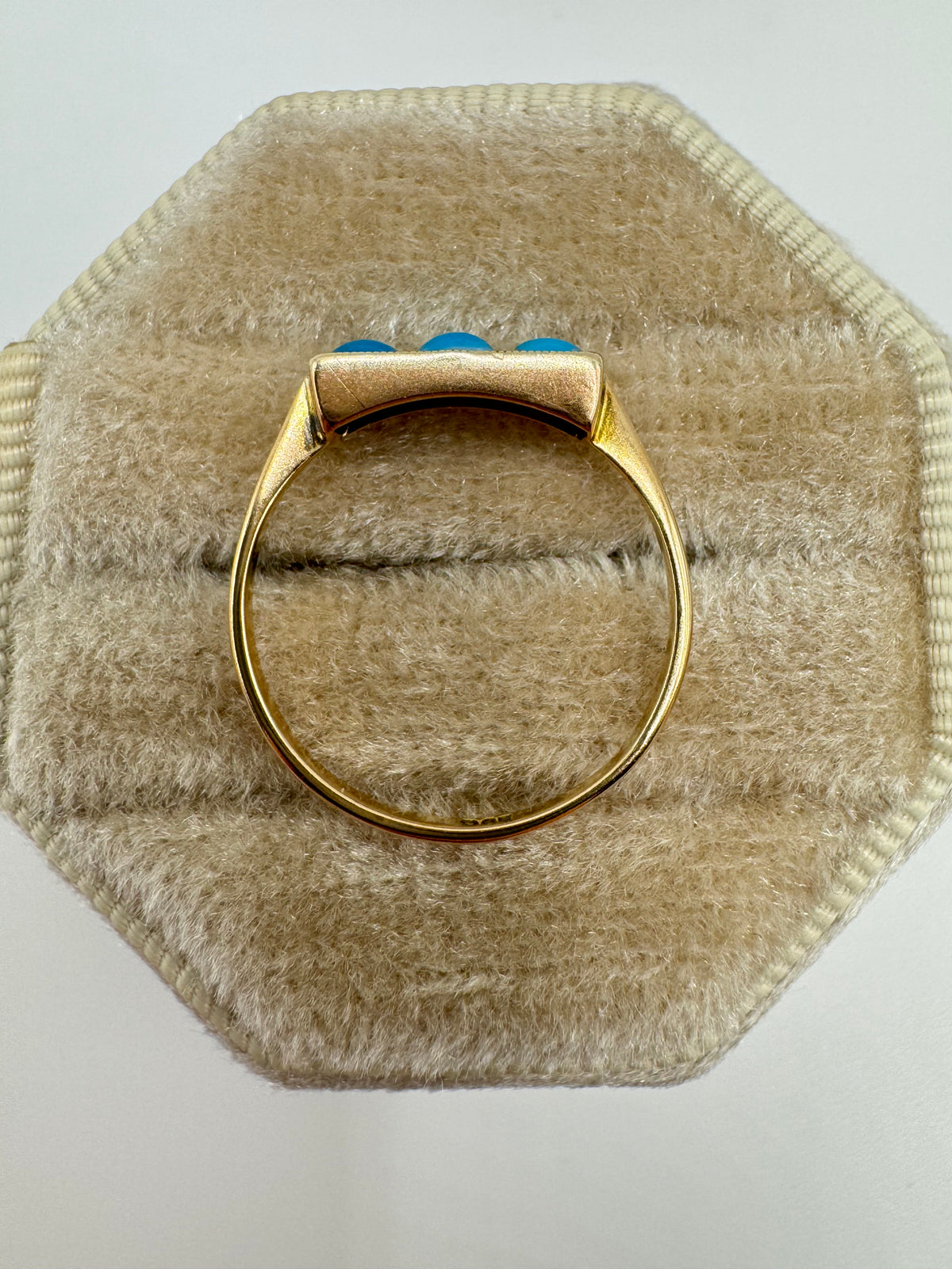 Antique 9ct rose gold turquoise ring
