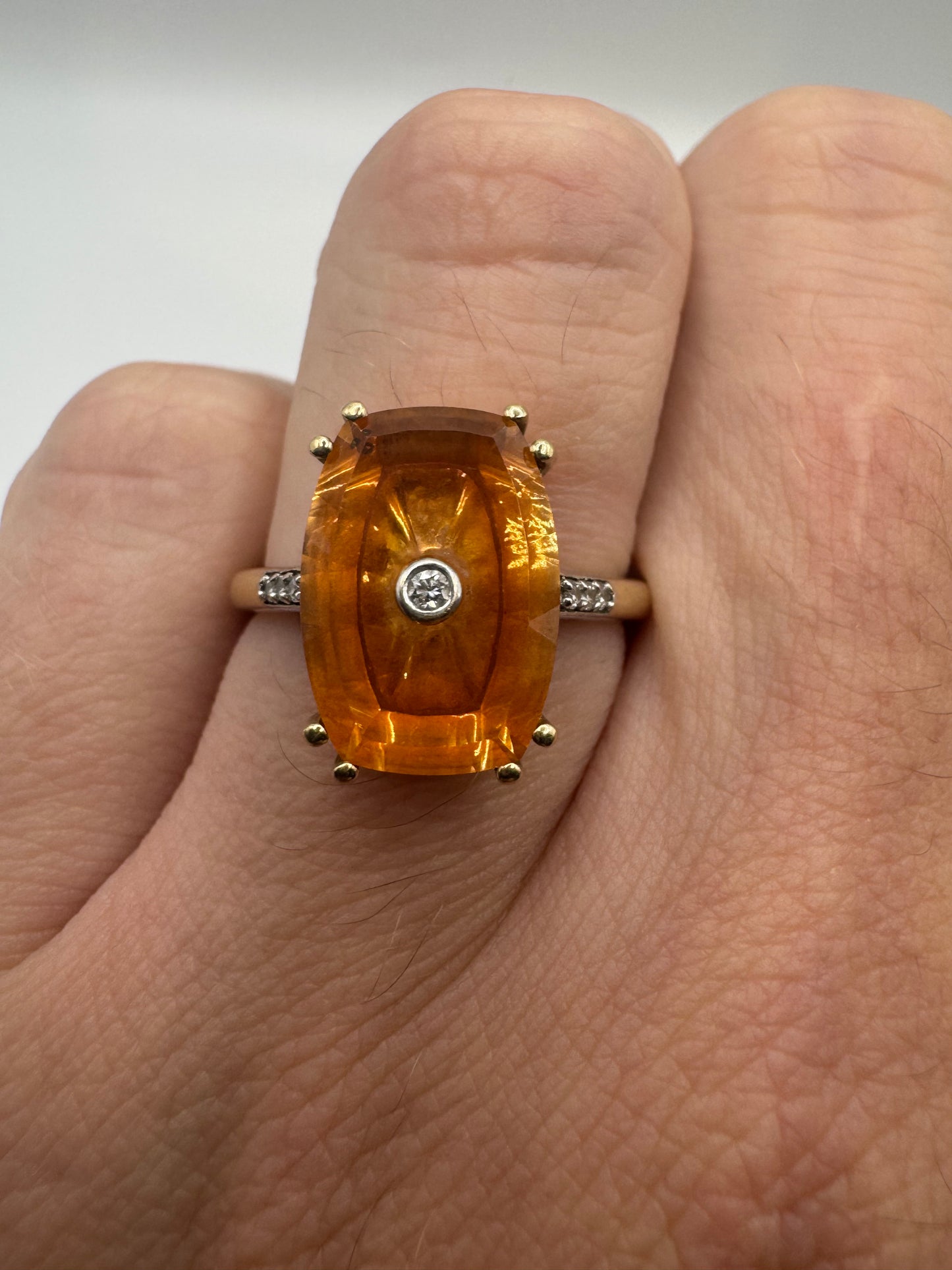 9ct gold Glen Lehrer topaz and diamond ring