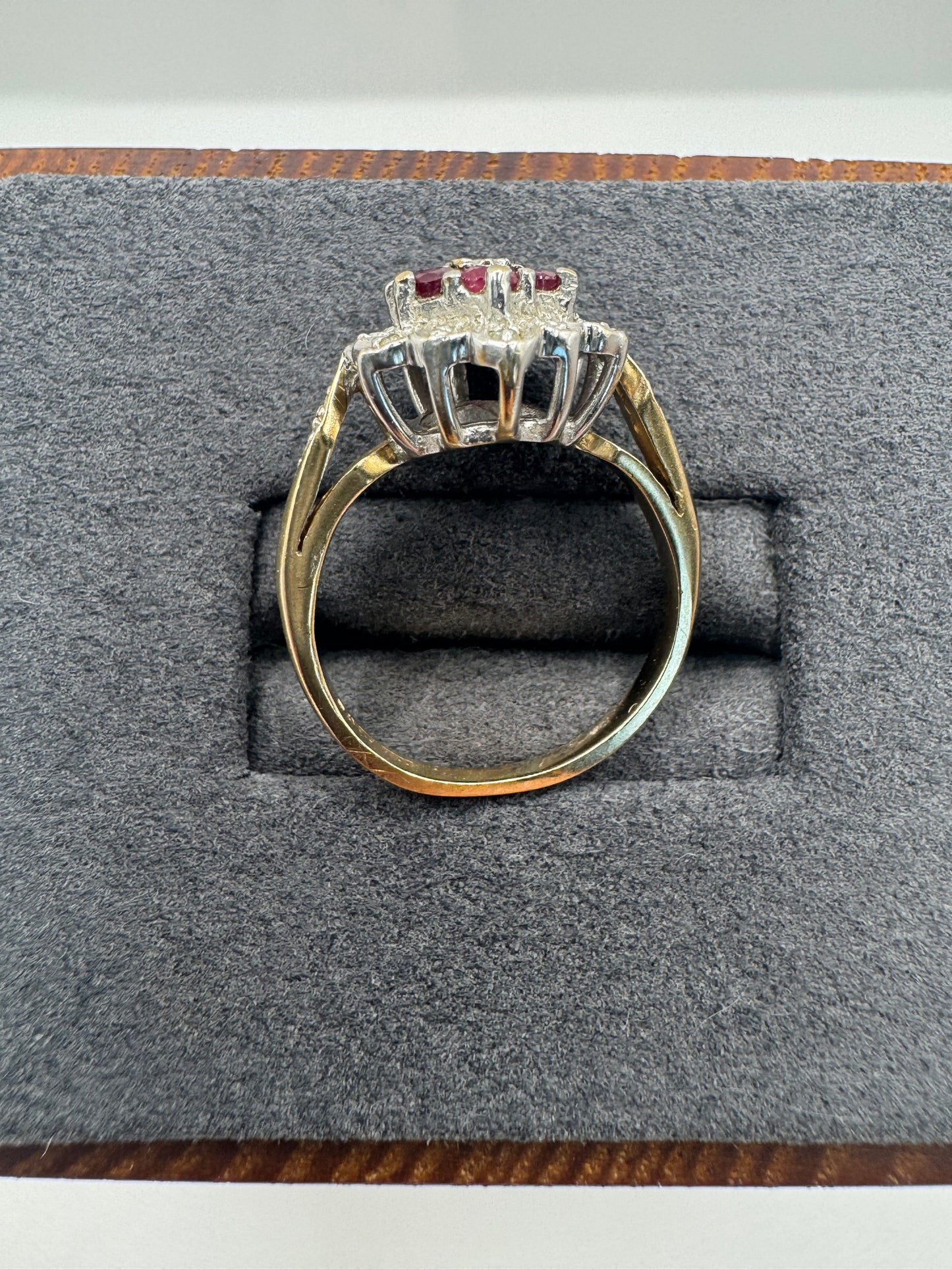 9ct gold ruby and diamond ring