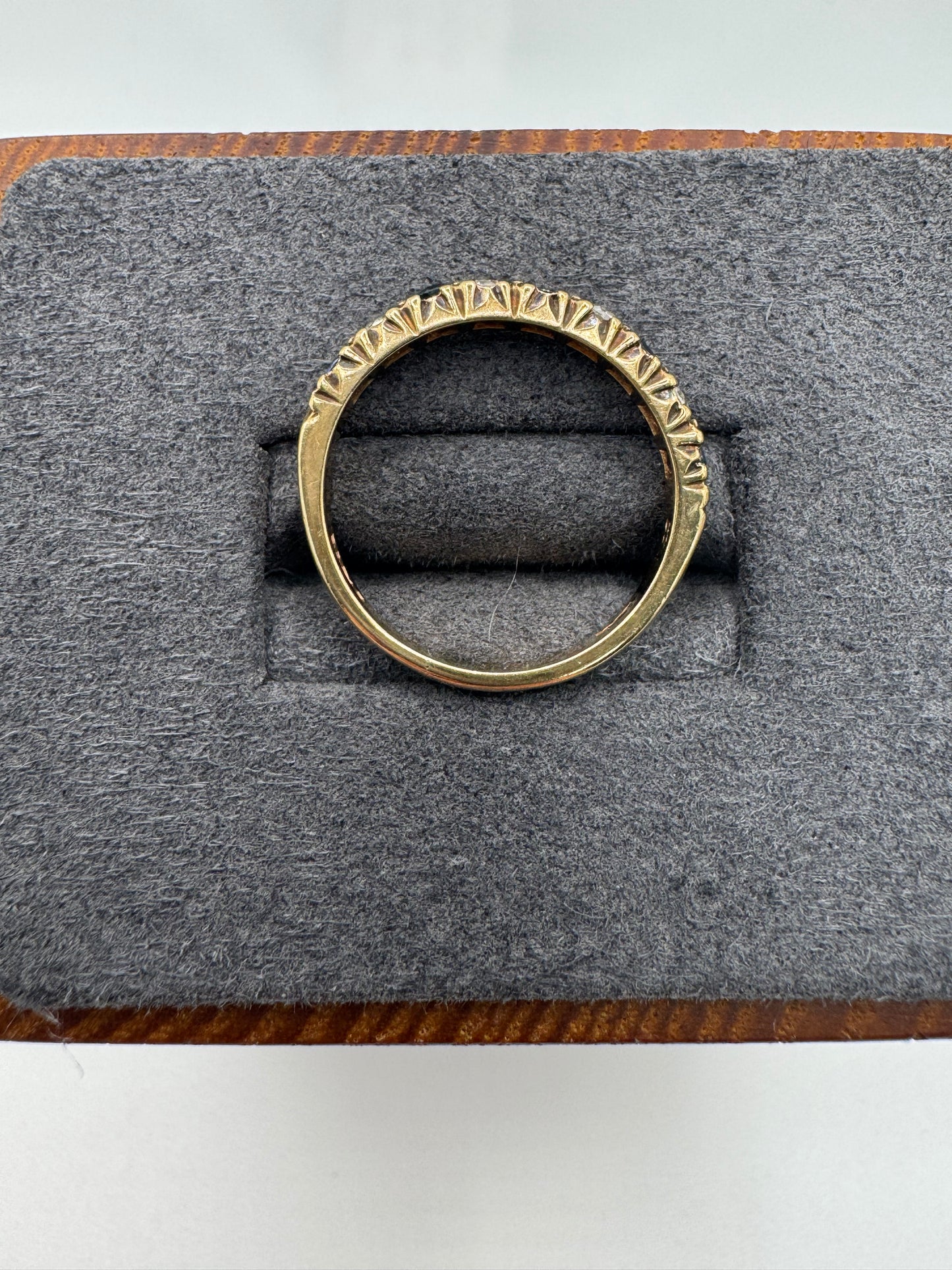 9ct gold topaz and cz half eternity ring