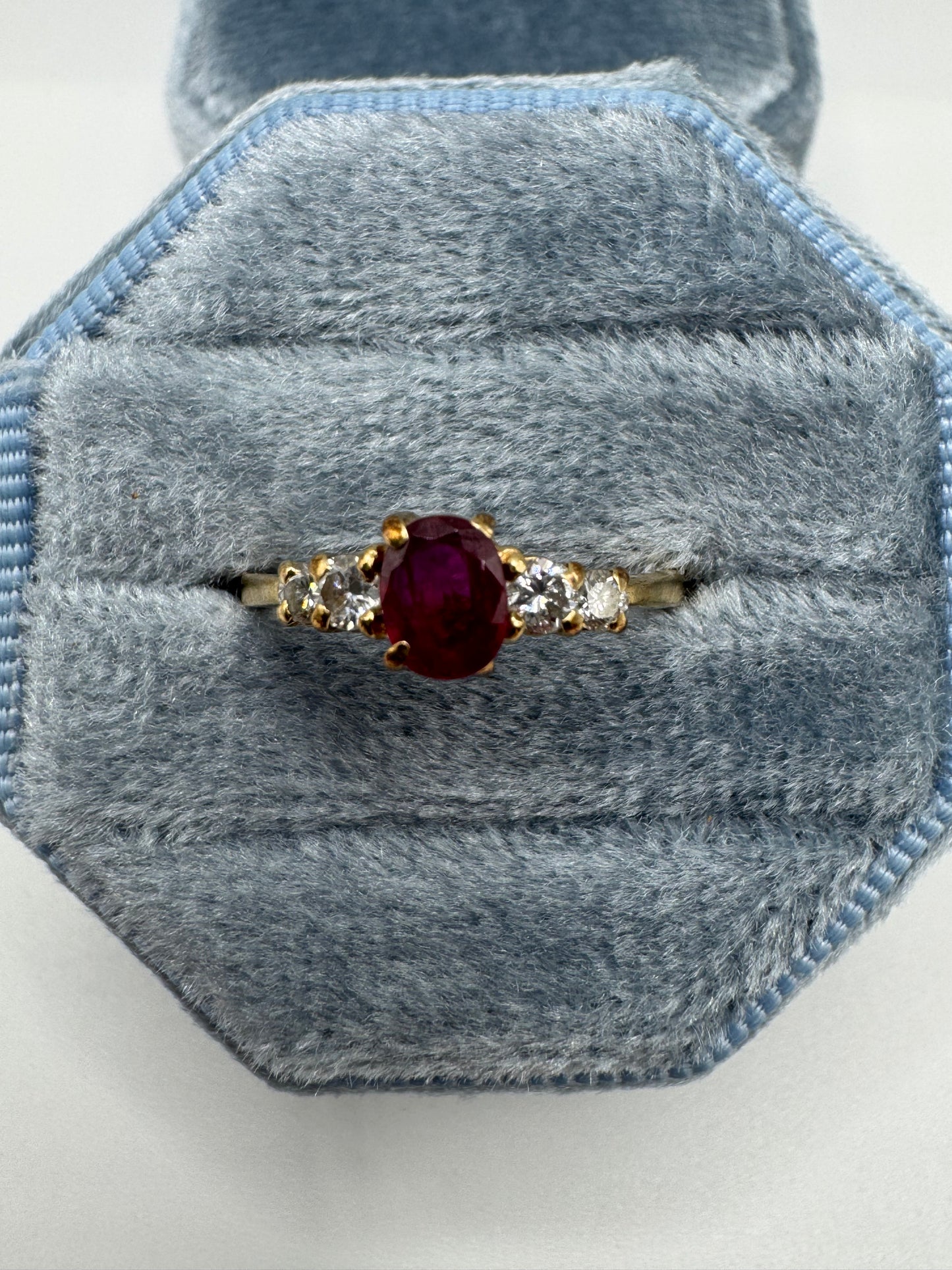 9ct gold ruby and diamond ring