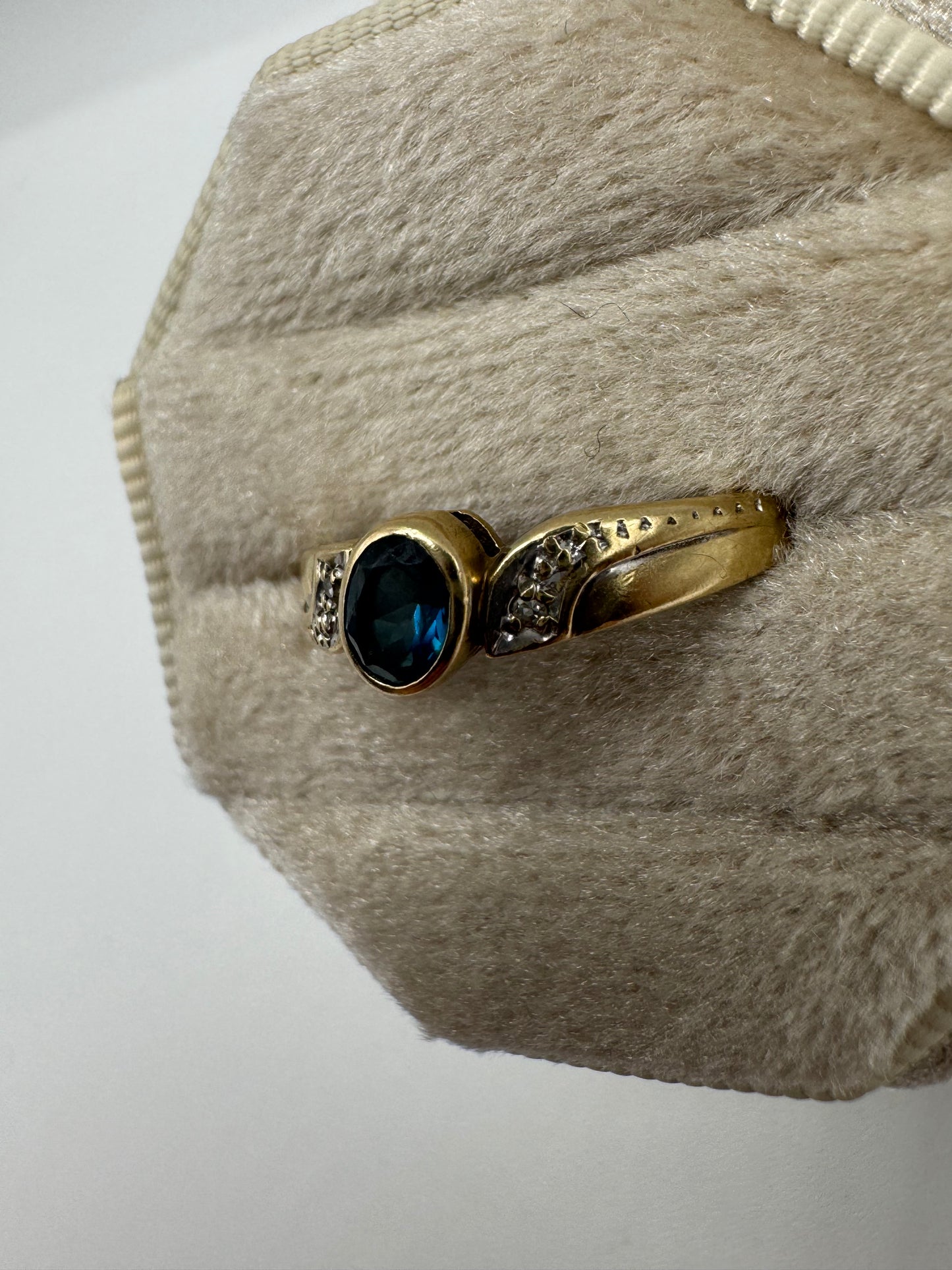 9ct gold blue topaz and diamond ring
