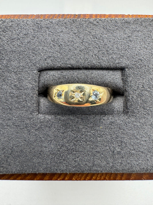 9ct gold topaz and diamond gypsy ring